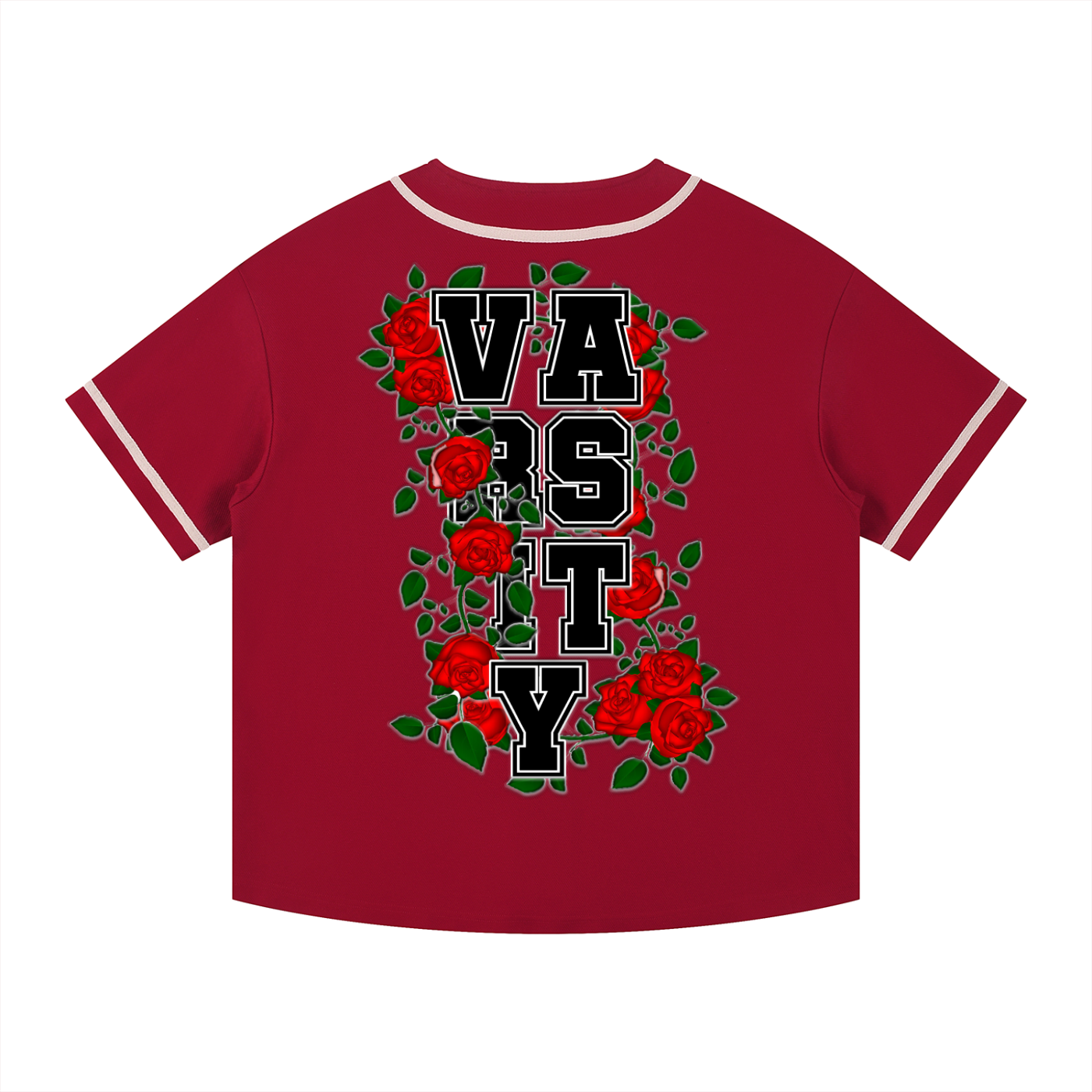 "Varsity" Contrast Piped Button-Up Jersey
