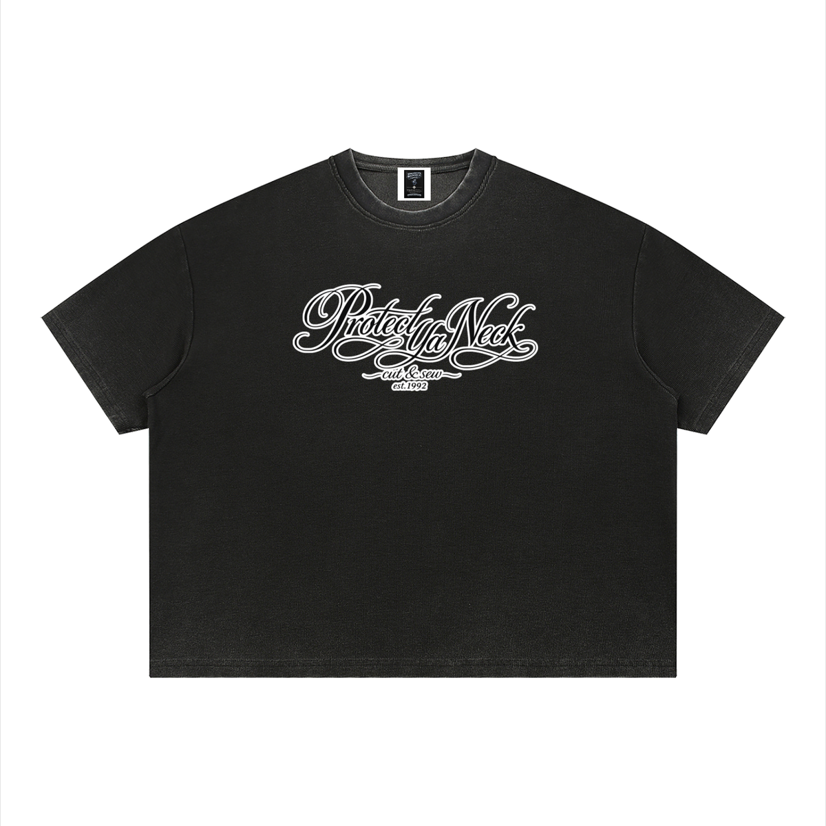 PYN™ "Cut & Sew" Vintage Wash Sunfade Boxy Waffle T-Shirt