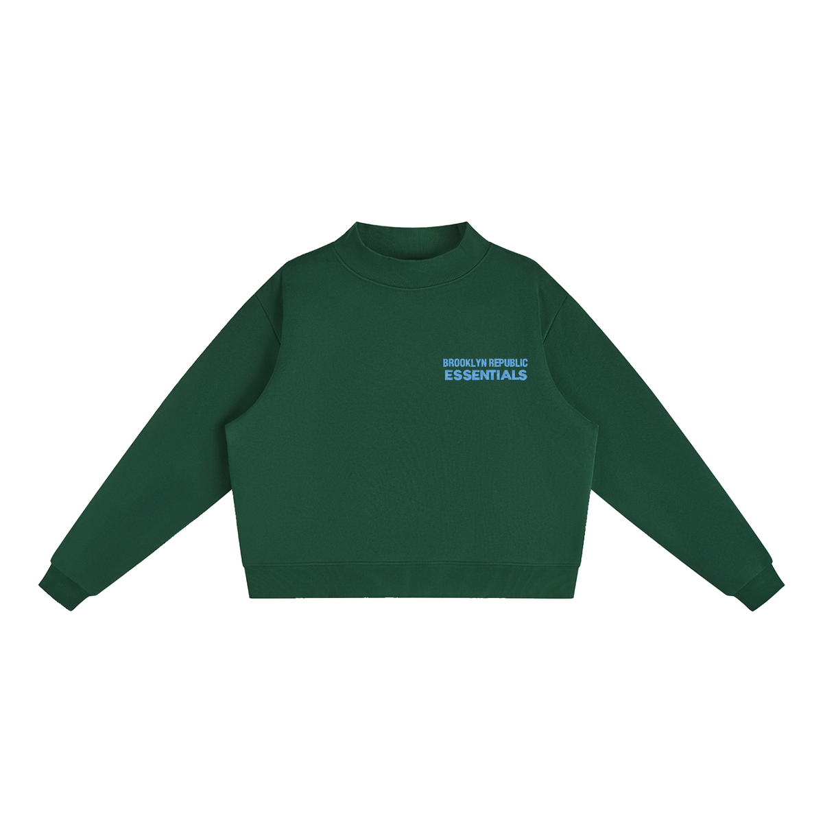 Brooklyn Republic Essentials™ Embroidered Fleece Mock-Neck Crew Sweatshirt
