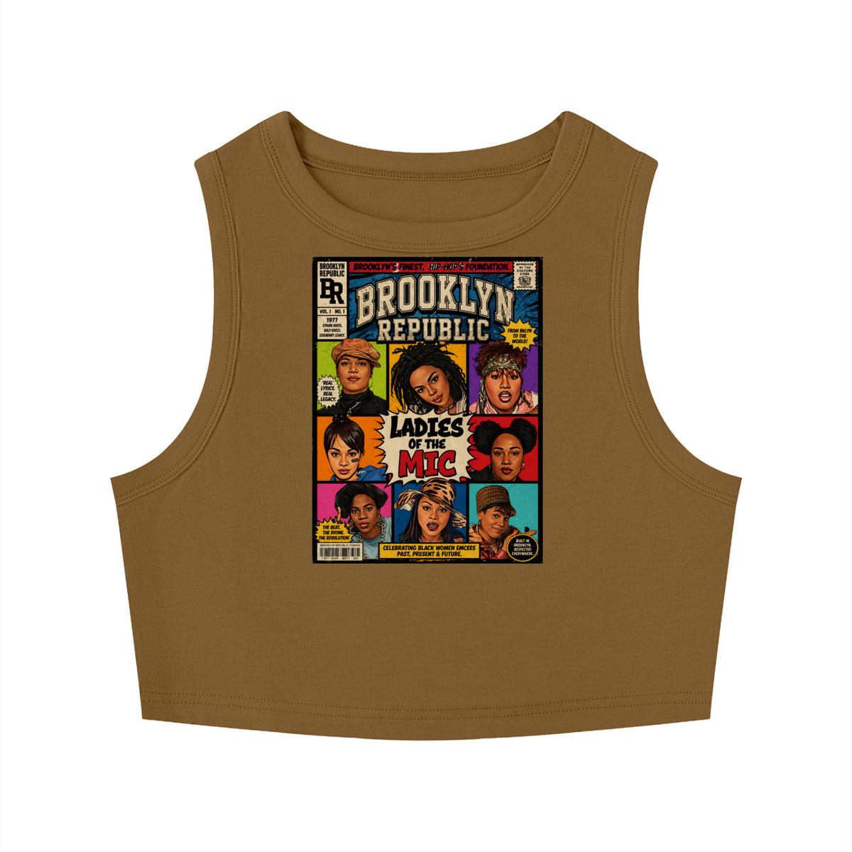 "Ladies First Comic Vol.1" Women's Tight Crewneck Crop Tank Top