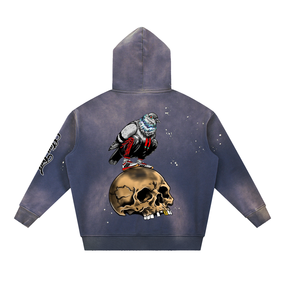 Brooklyn Zoo™ "Filthy Pigeon" Vintage Washed Frayed Fleece Hoodie