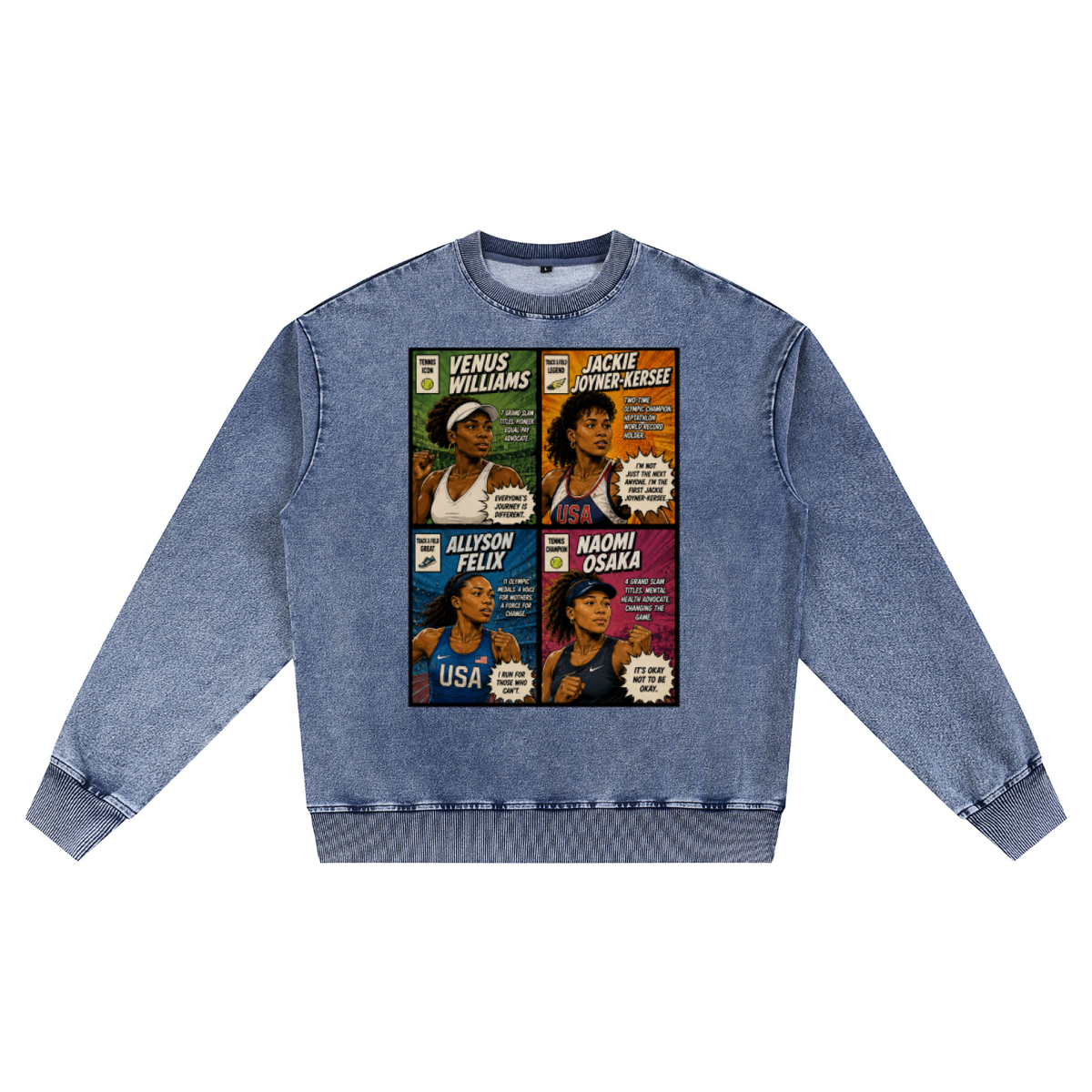 "Ladies First Vol.1" Women's Snow Wash Oversized Crewneck Sweatshirt