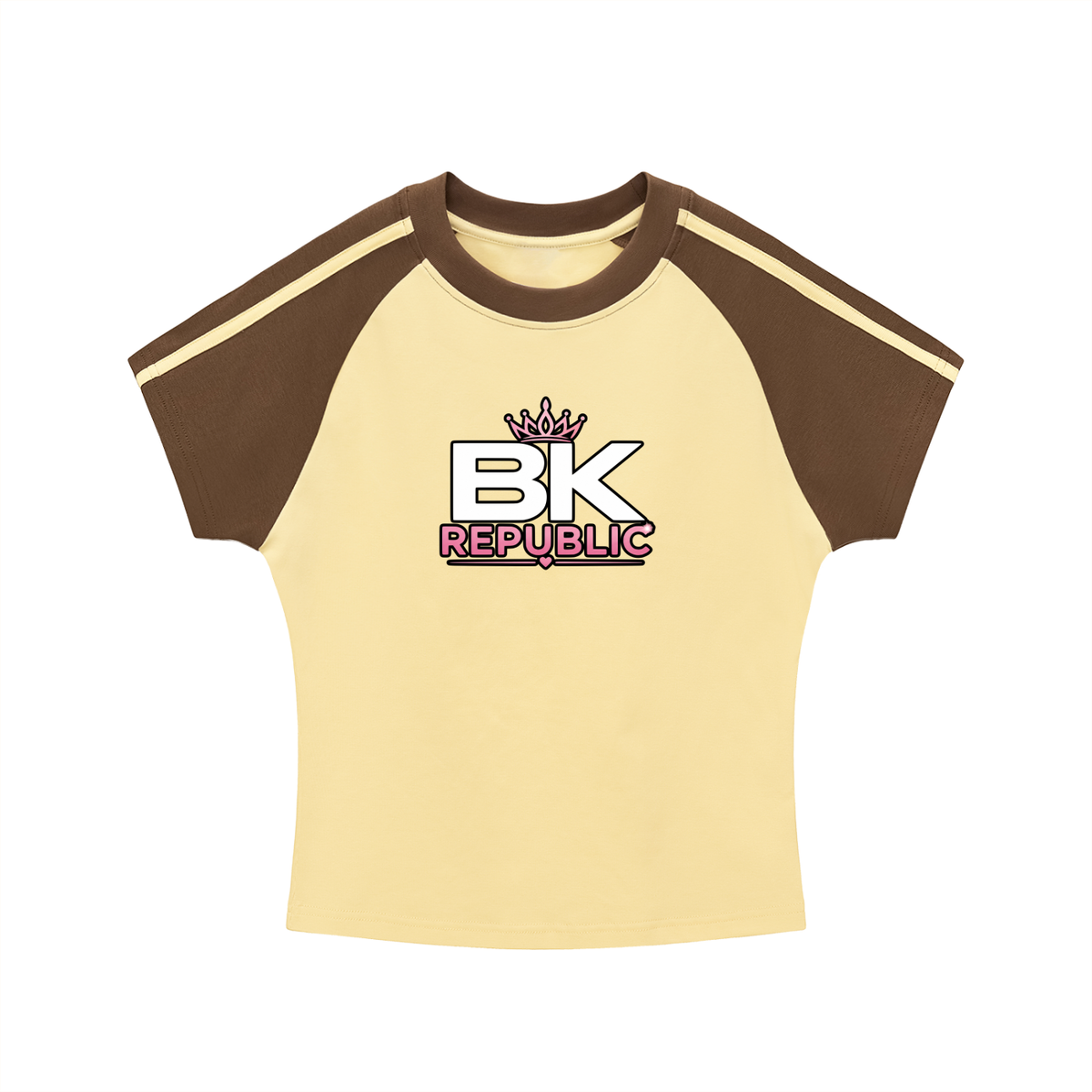Brooklyn Republic Essentials™ Women's Contrast Stripes Bodycon Raglan Sleeve T-Shirt
