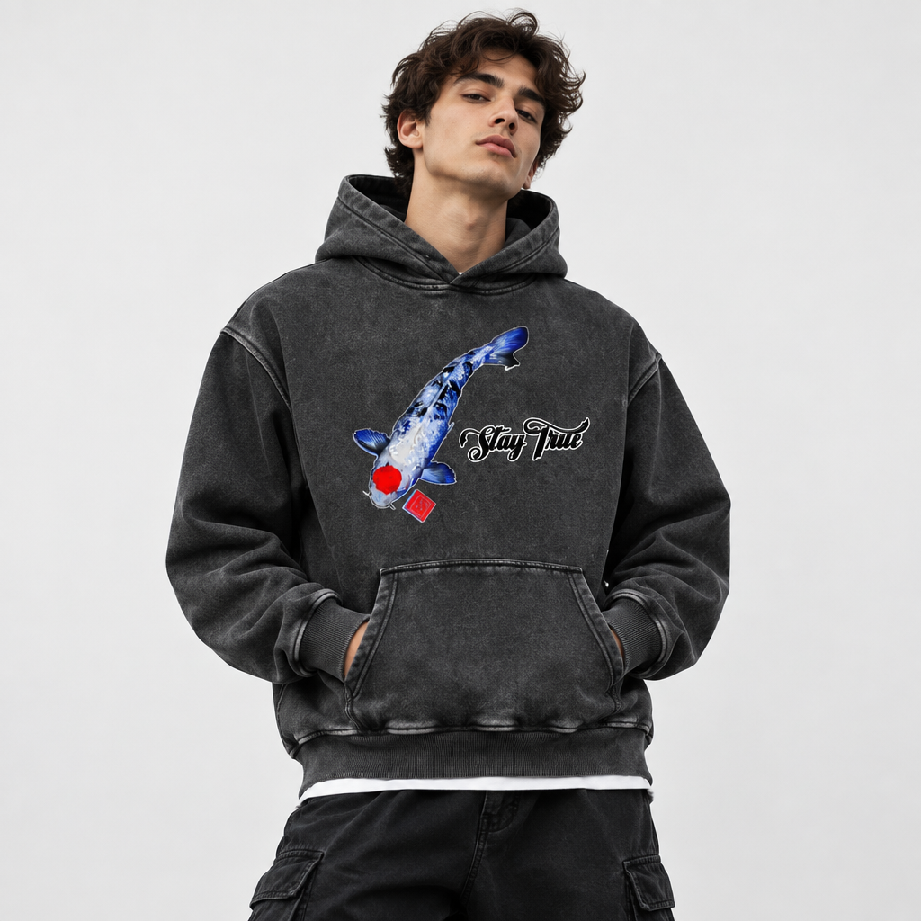Brooklyn Zoo™ "Kingfish" Snow Wash Fleece Oversize Hoodie
