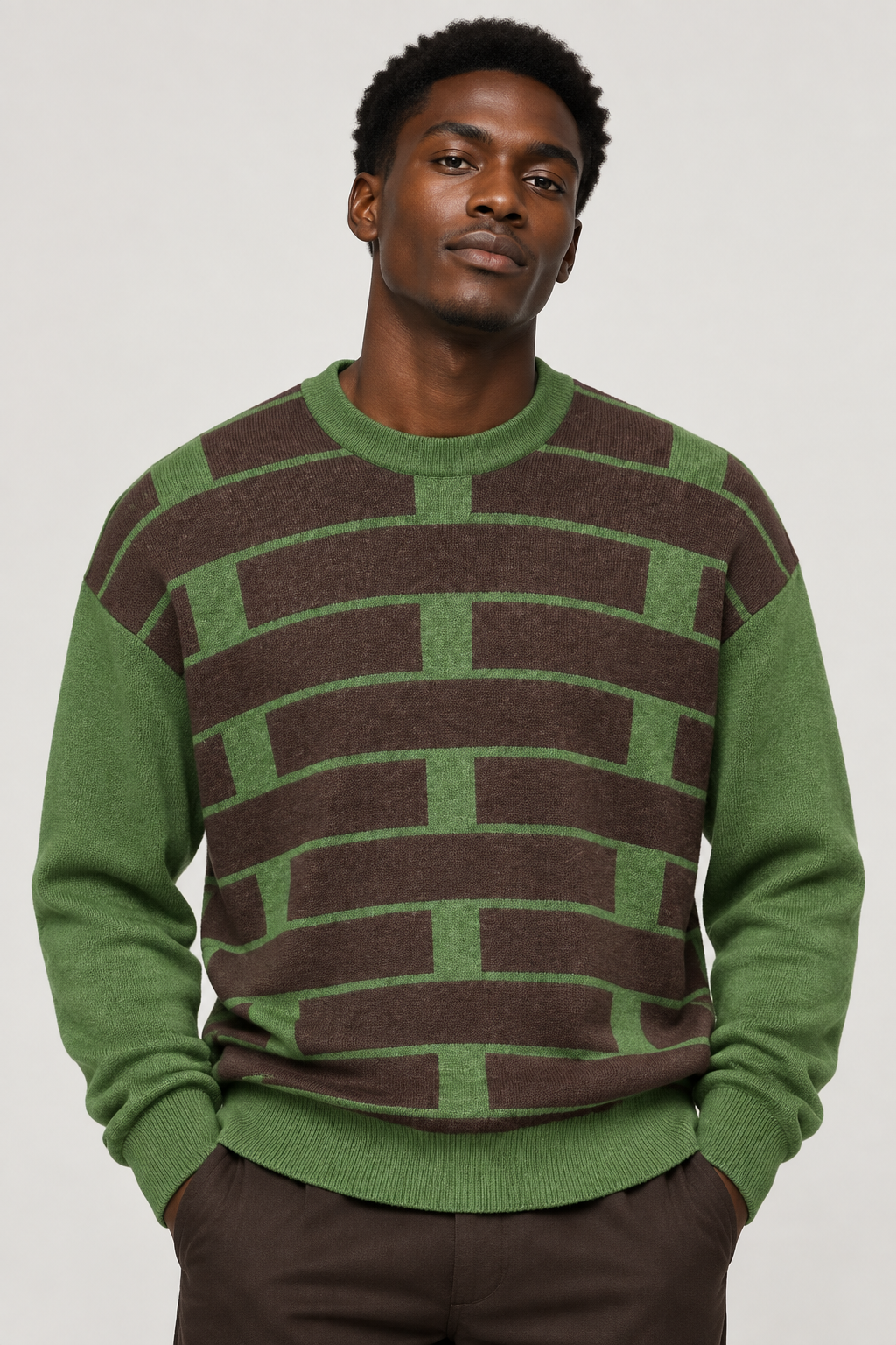 Hillman College™ "Kojo Achebe" Relaxed Fit Knitted Crew Neck Sweater