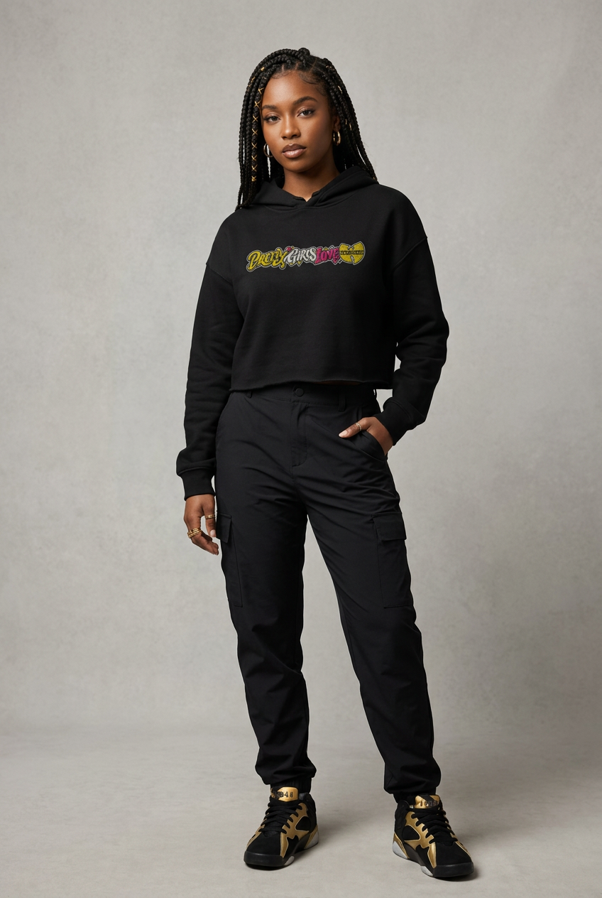 PYN™ "Pretty Girls Love Wu" Embroidered Crop Hoodie
