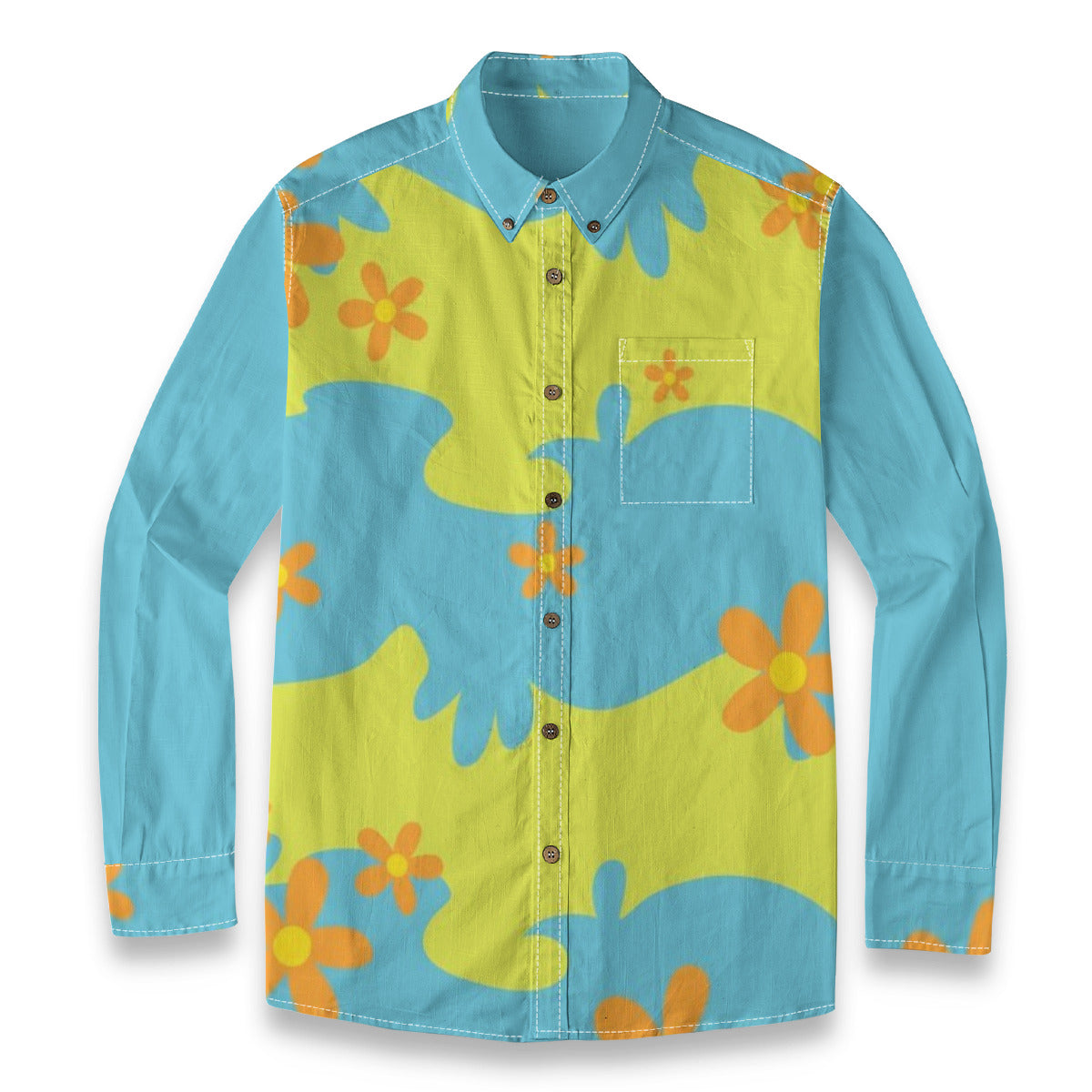 "Hey Scooby" Casual Lapel Long Sleeve Button-Up