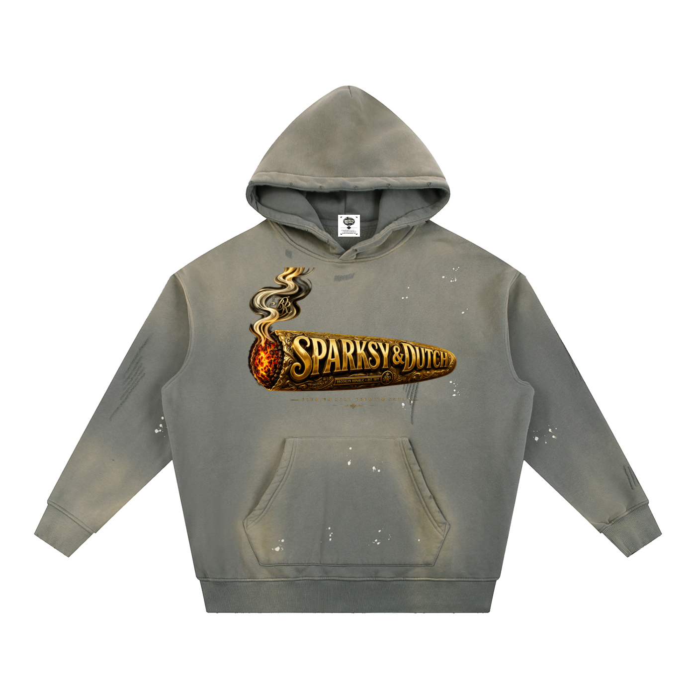"Blowin' Smoke" Vintage Washed Frayed Fleece Hoodie