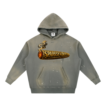 "Blowin' Smoke" Vintage Washed Frayed Fleece Hoodie