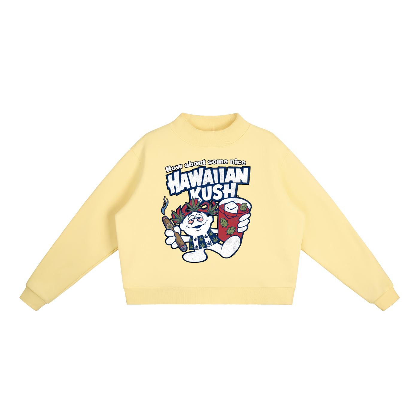 Sparksky & Dutch™ "Hawaiian Punch" Essential Fleece Mock-Neck Crew Sweatshirt