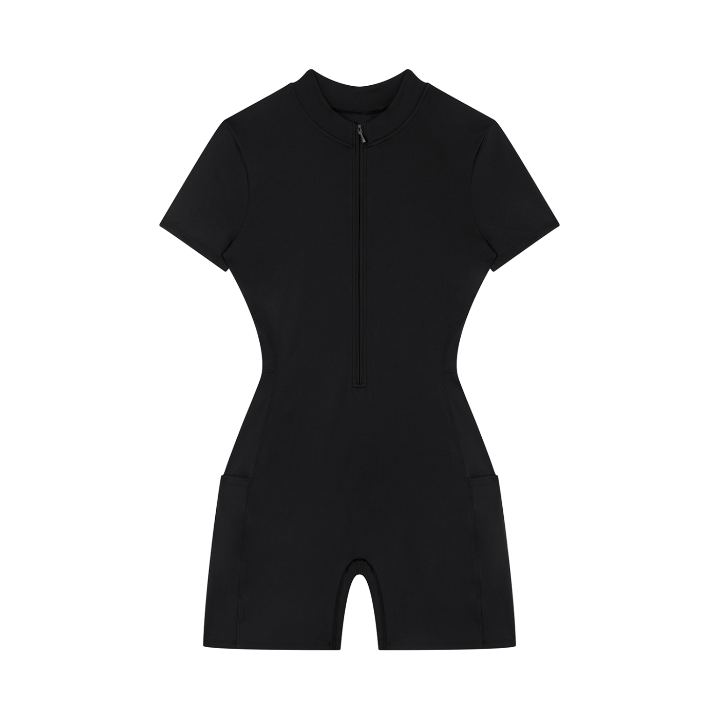 "Brooklyn Republic Essentials" Women's Quarter-Zip Short Sleeve Romper