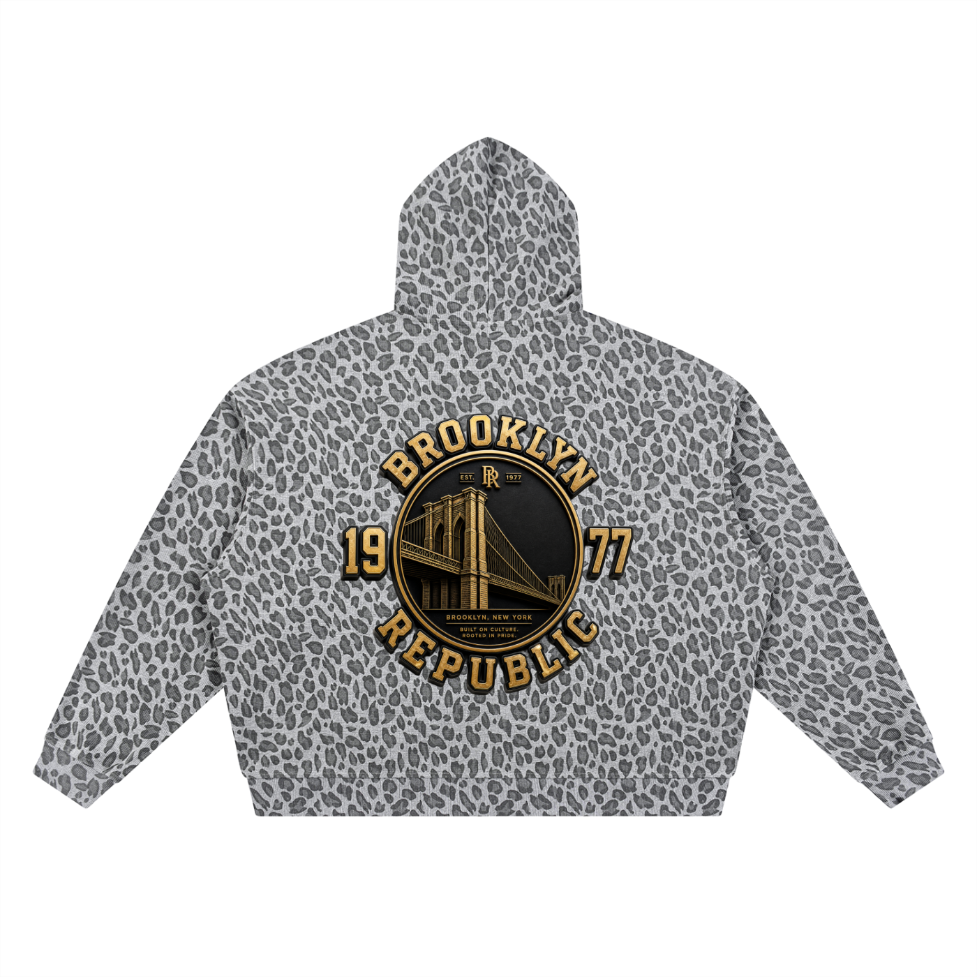 "Golden Standard" Leopard Print Waffle Full Zip Hoodie
