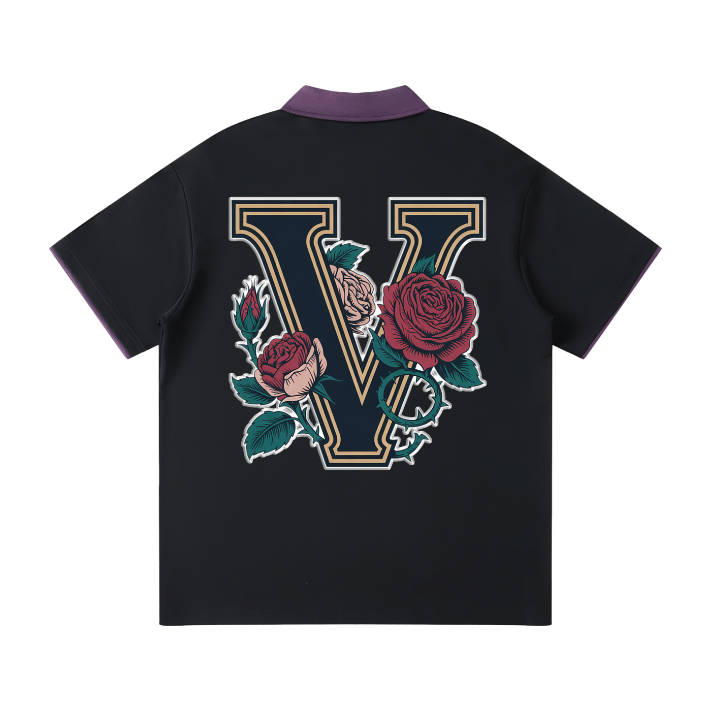 "Varsity" Contrast Collar Raglan Polo Shirt