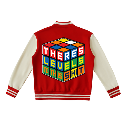 "LEVELS" Two-Tone Fleeced Varsity Jacket