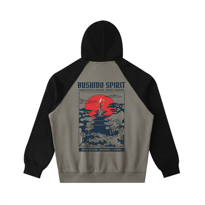 "Bushido" Color-Block Raglan Sleeve Hoodie
