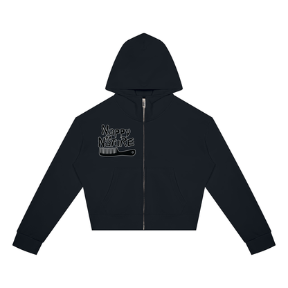 "Nappily Ever After" Women's Crop Full Zip Hoodie