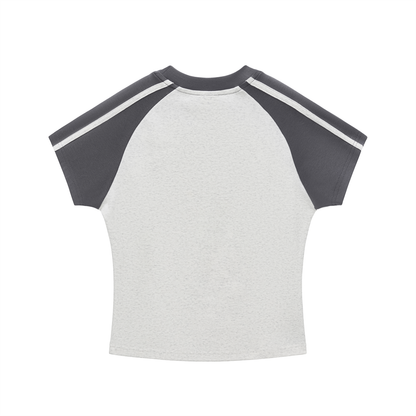 "Brooklyn Republic Essentials"  Women's Contrast Stripes Bodycon Raglan  Sleeve T-Shirt
