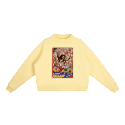 "Flow Jo" Fleece Mock-Neck Crew Sweatshirt
