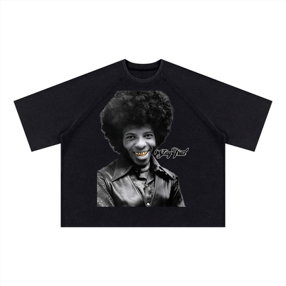 "Sly Stone" Mineral Wash Boxy Waffle T-Shirt