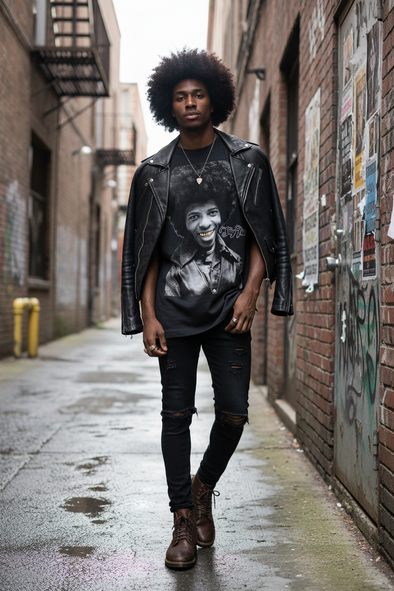 "Sly Stone" Mineral Wash Boxy Waffle T-Shirt