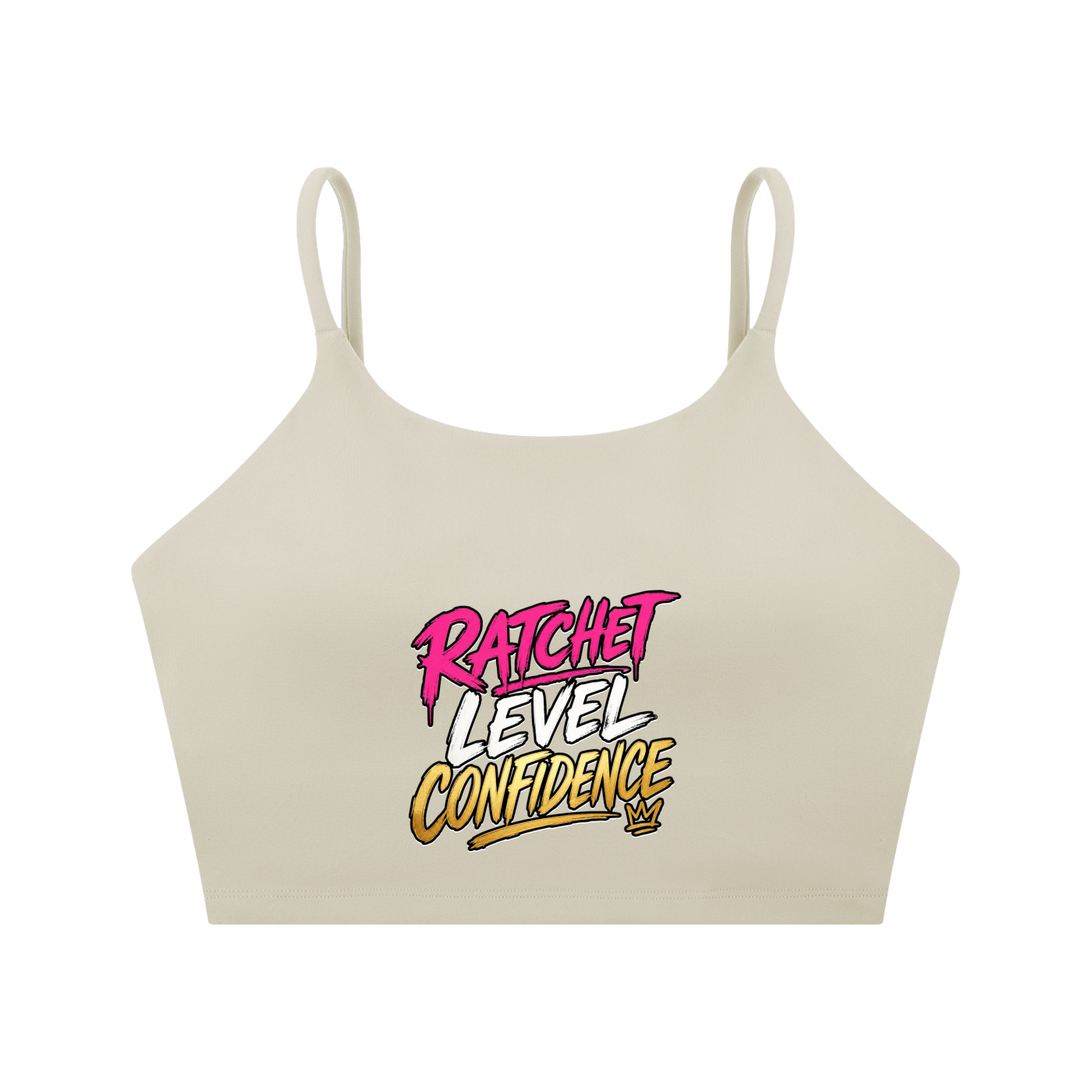 "Ratchet Level Confidence" Spaghetti Strap Yoga Sports Bra