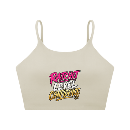 "Ratchet Level Confidence" Spaghetti Strap Yoga Sports Bra