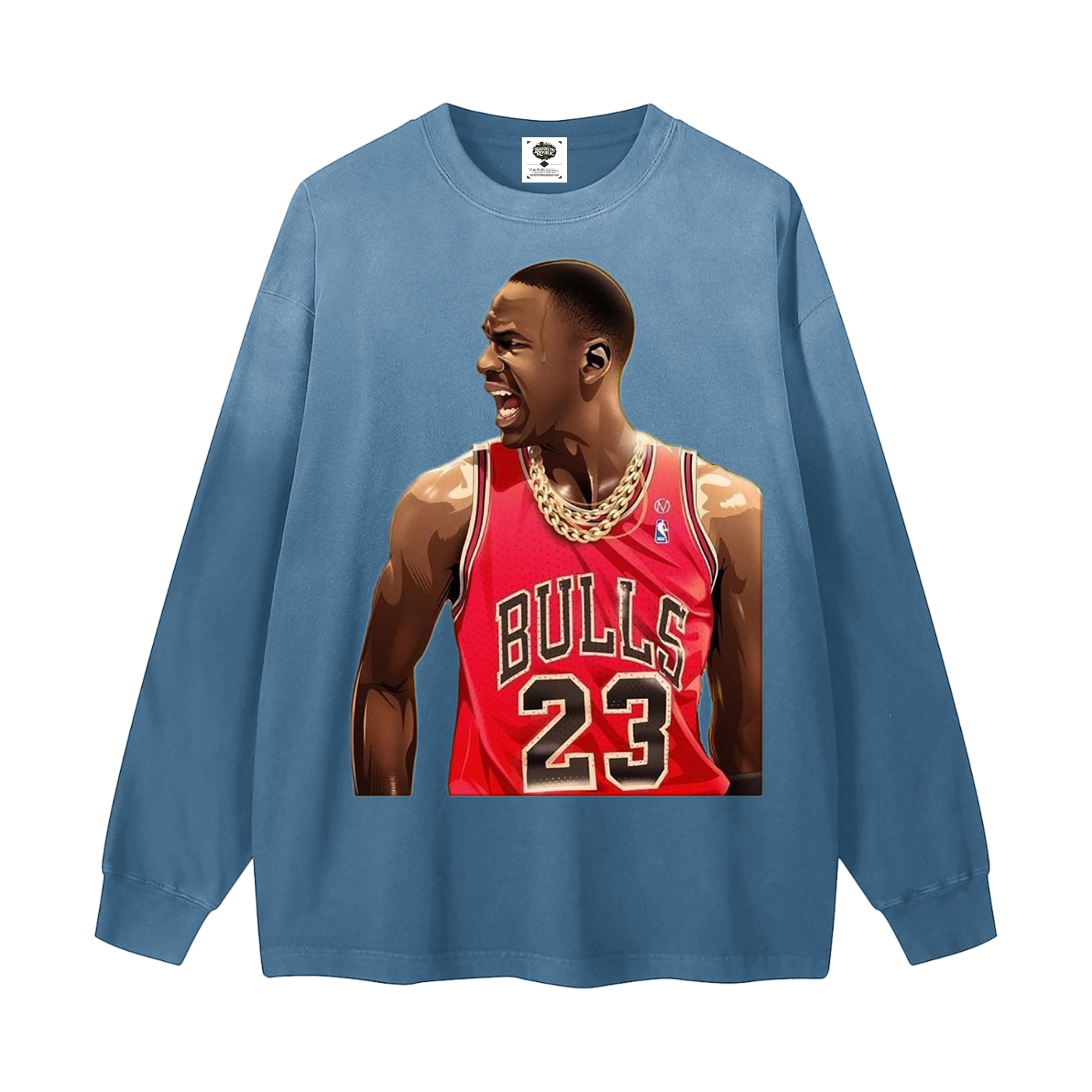 "Straight Gangster" Gradient Washed Long Sleeve T-Shirt