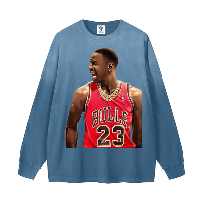 "Straight Gangster" Gradient Washed Long Sleeve T-Shirt