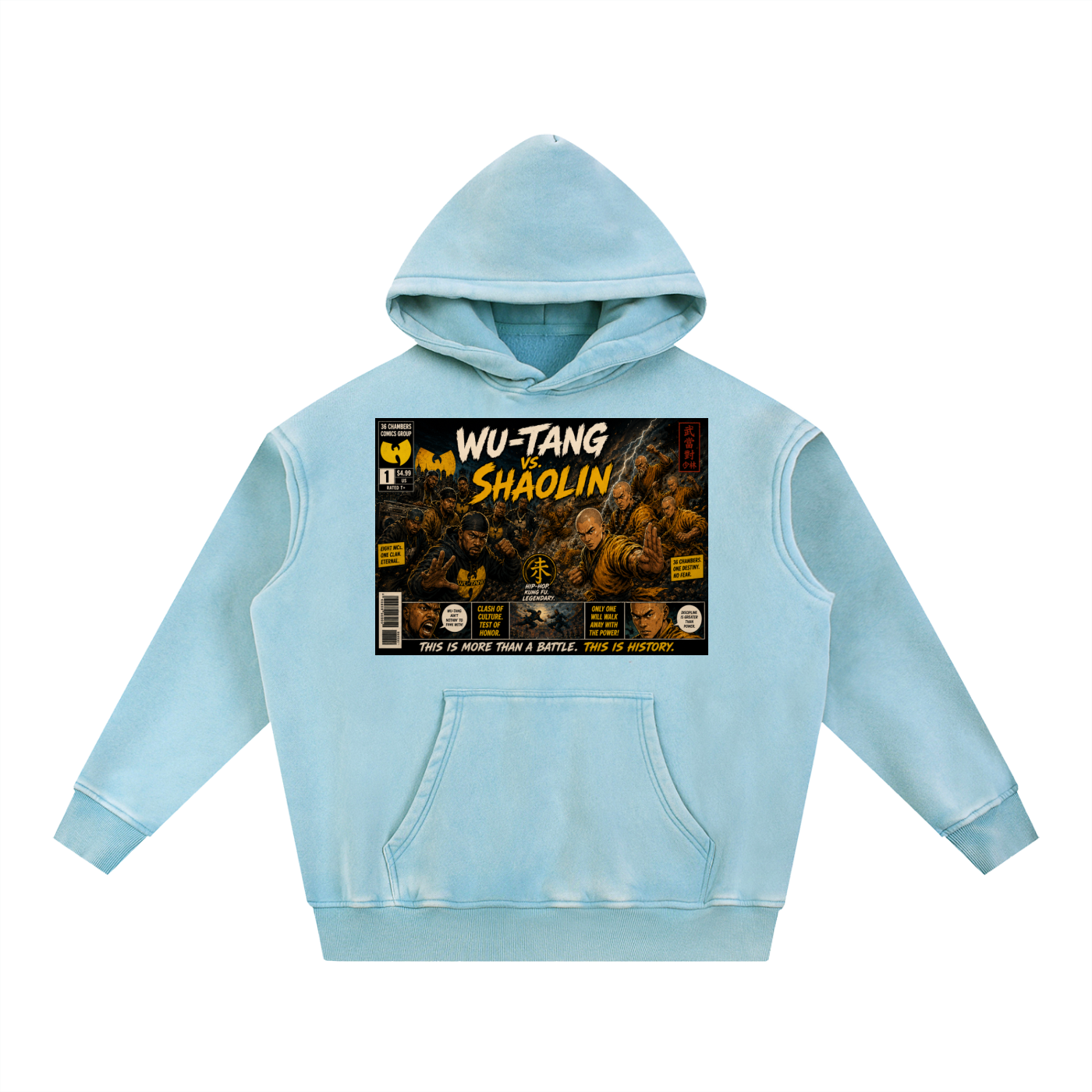 PYN™x BKRP™ "Wu-Tang vs. Shaolin" Snow Wash Fleece Oversize Hoodie