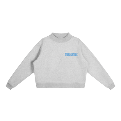 Brooklyn Republic Essentials™ Embroidered Fleece Mock-Neck Crew Sweatshirt