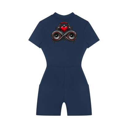 Infinity Sione™ "Heartbeatz" Women's Quarter-Zip Short Sleeve Romper