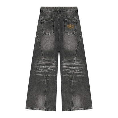 Brooklyn Zoo™ "Bad Kitty" Women’s Vintage Wash Wide Leg Denim Jeans