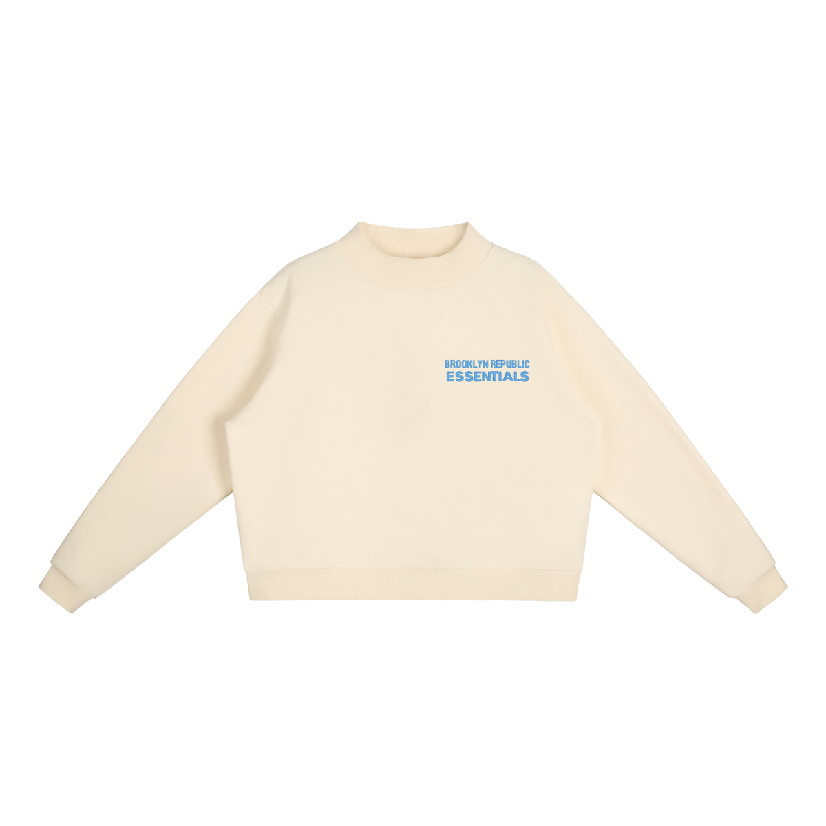 Brooklyn Republic Essentials™ Embroidered Fleece Mock-Neck Crew Sweatshirt