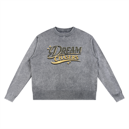 "DREAM CHASERS" Mineral Wash Oversized Sweater