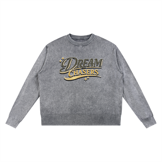 "DREAM CHASERS" Mineral Wash Oversized Sweater
