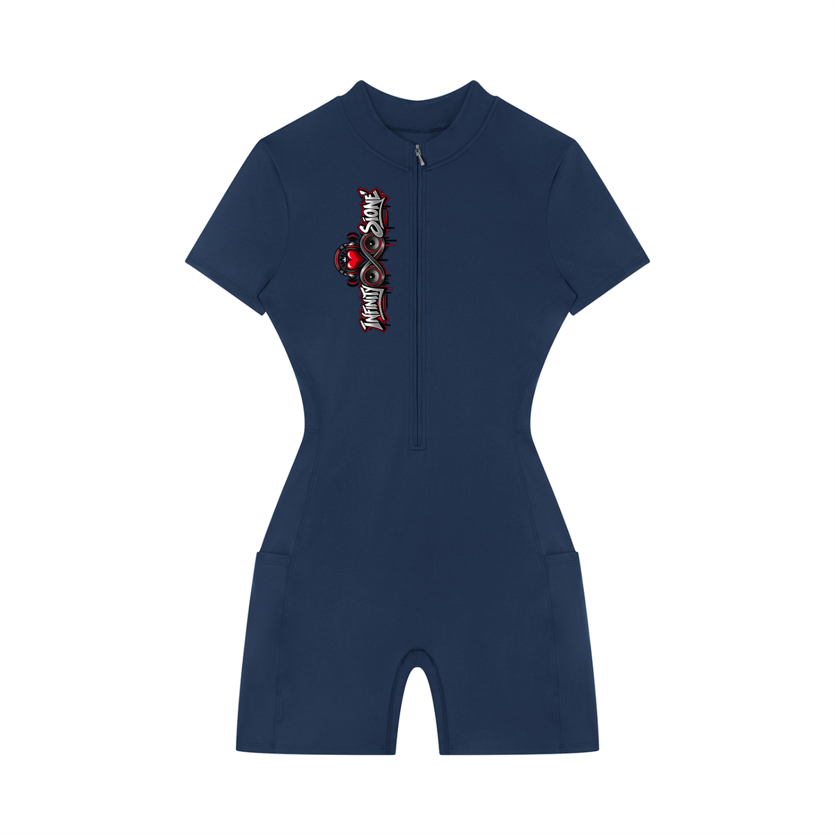 Infinity Sione™ "Heartbeatz" Women's Quarter-Zip Short Sleeve Romper