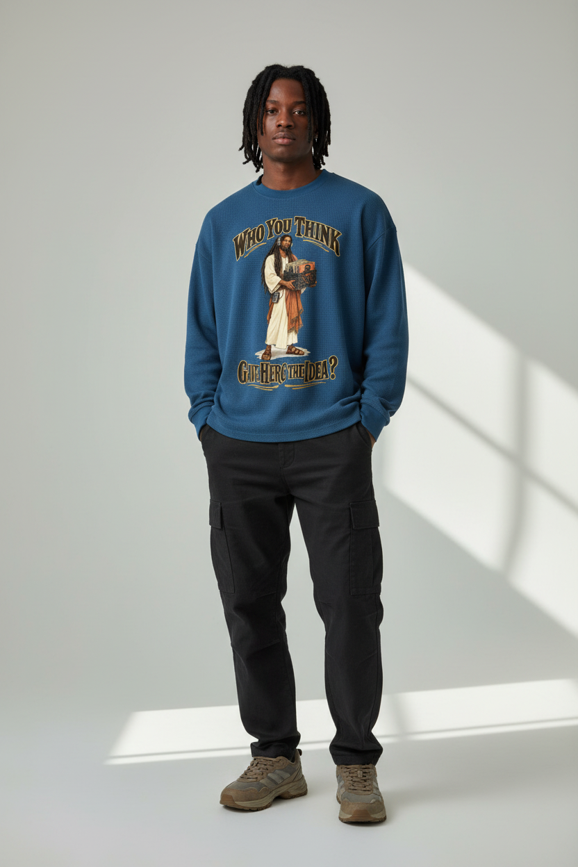 "YahWord" Waffle Boxy Long Sleeve T-Shirt