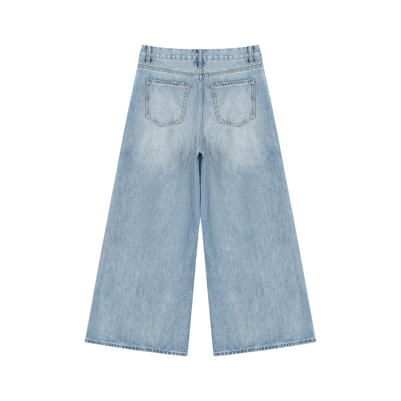 "Brooklyn Republic Essentials" Women's Vintage Wash Distressed Wide Leg Jeans