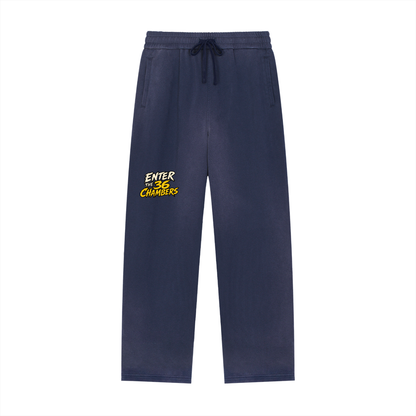 PYN™ "Enter the 36 Chambers" Sun Fade Raw Edge Straight-Leg Sweatpants