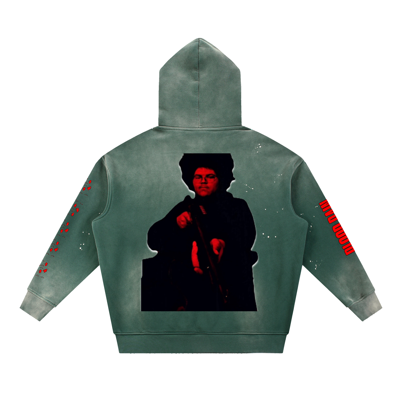 "Blood Rain" Vintage Washed Frayed Fleece Hoodie