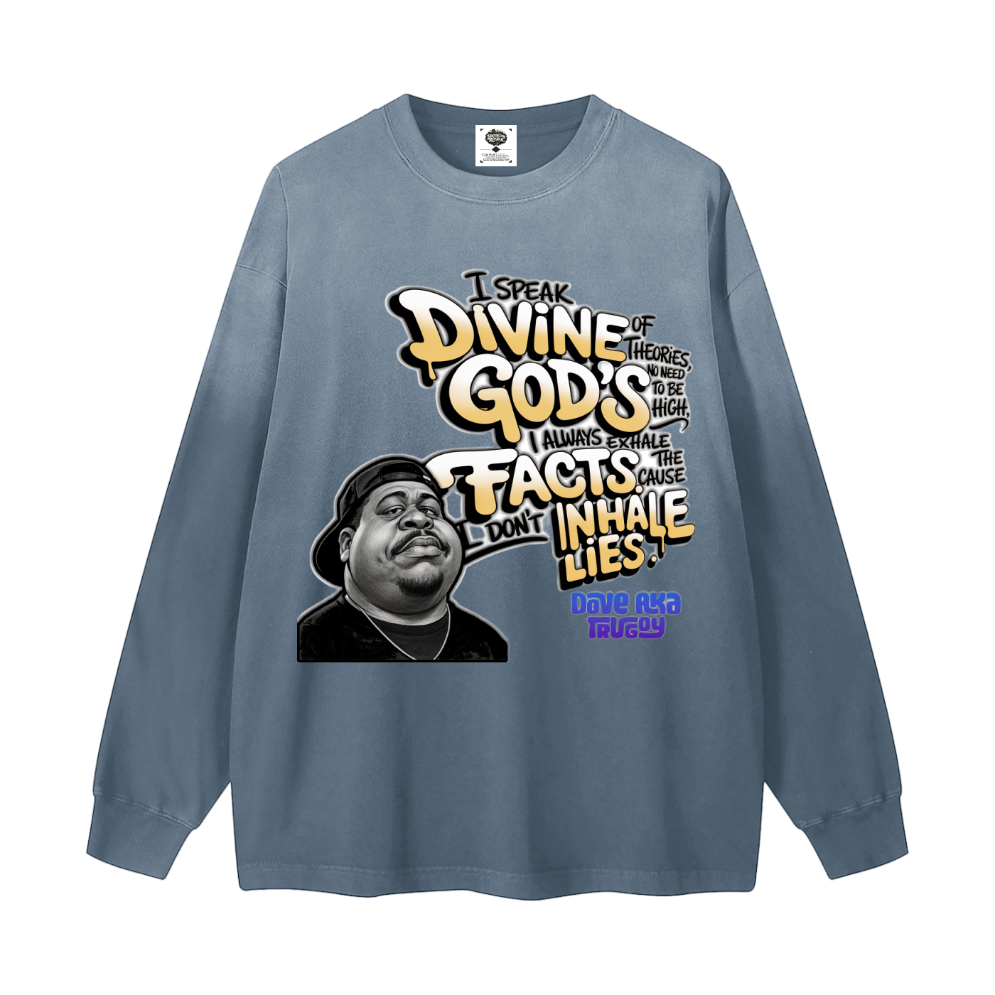 "Divine Theories" Gradient Washed Long Sleeve T-Shirt