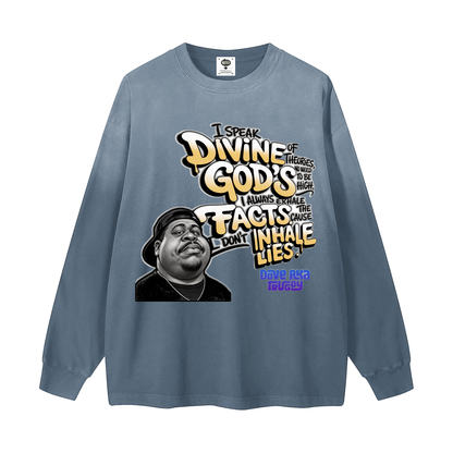"Divine Theories" Gradient Washed Long Sleeve T-Shirt