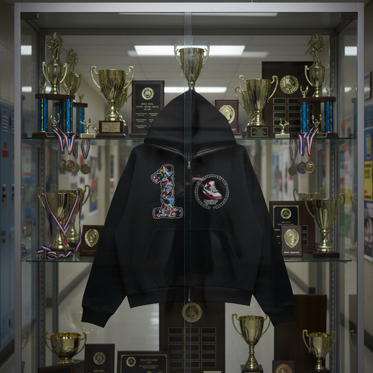 "AJ 1" Contrast Plaid Boxy Zip Hoodie