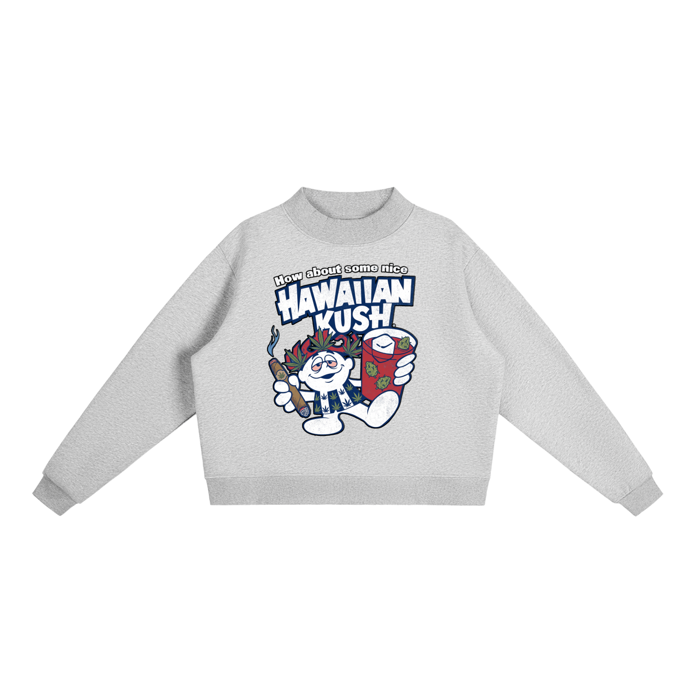 Sparksky & Dutch™ "Hawaiian Punch" Essential Fleece Mock-Neck Crew Sweatshirt