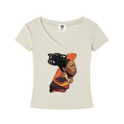 "NINA" Tencel Slim Fit V-Neck T-Shirt