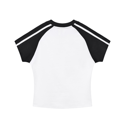 "Brooklyn Republic Essentials"  Women's Contrast Stripes Bodycon Raglan  Sleeve T-Shirt