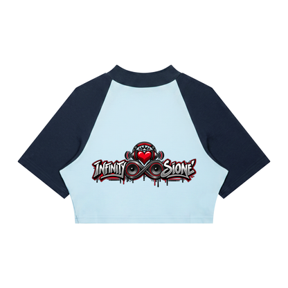 Infinity Sione™ "Heartbeatz" Color Block Raglan Crop T-Shirt