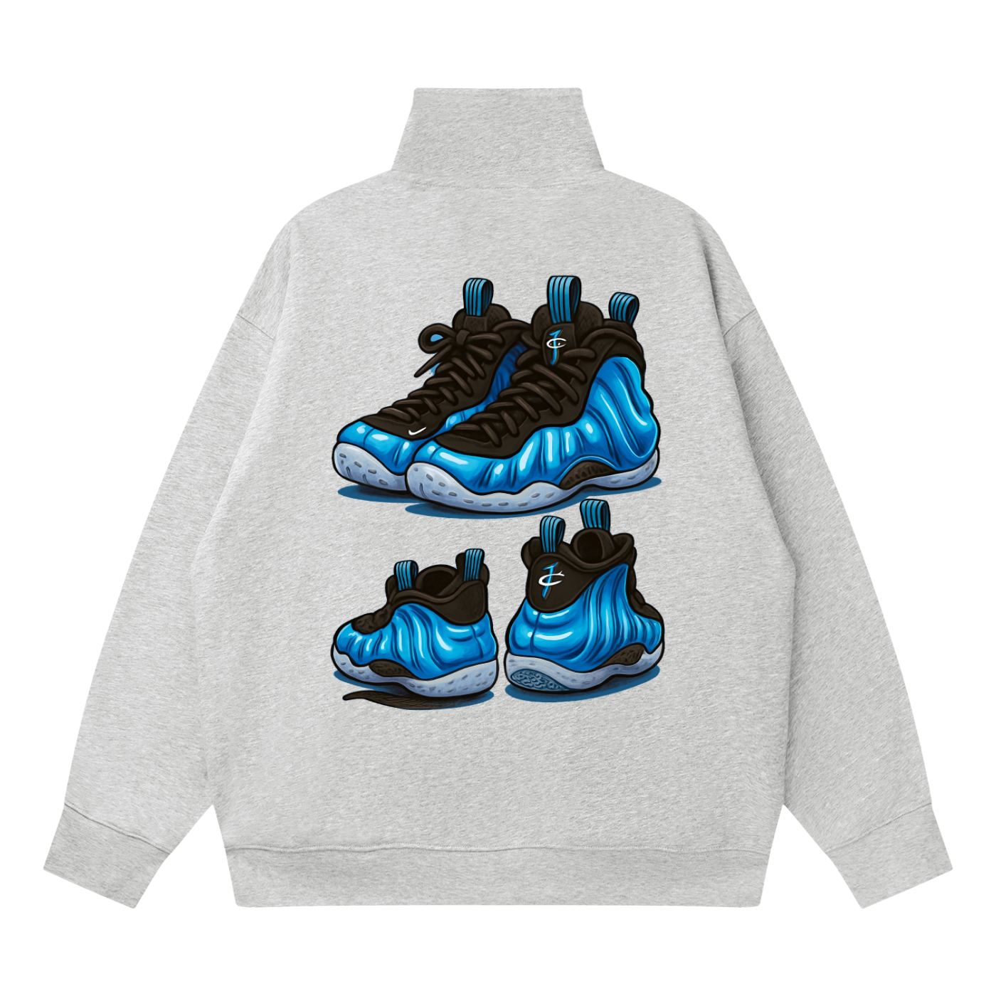 "Game of Soles - Foamposite Aliens" Quarter-Zip Drop Shoulder Sweatshirt