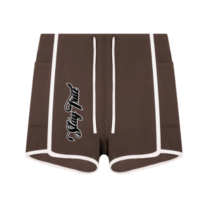 "Brooklyn Republic Essentials" Women's High Rise Color Block Yoga Shorts