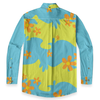 "Hey Scooby" Casual Lapel Long Sleeve Button-Up